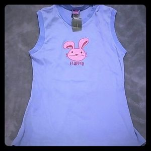 NWT urban outfitters blue pink bunny fluffer tee M